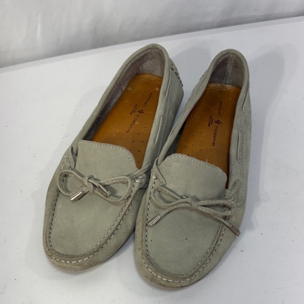 🧥Mercanti Fiorentini Light Gray Suede Loafers driving moccasins